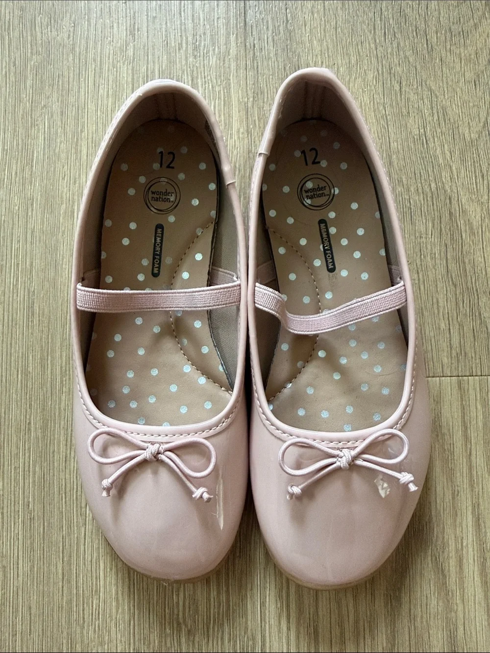 Wonder Nation Girls' Patent Ballet Flats in Blush Pink Size 12